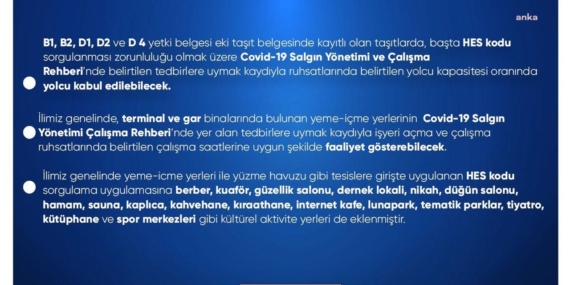 Ankara Valiliği'nden HES Kodu Zorunluluğu 4 Ankara Valiliği’nden HES Kodu Zorunluluğu
